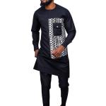Vestes de survêtement de mariage saison été noires imprimé africain en jersey à motif Afrique à manches longues Taille M look urbain pour homme 