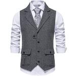 T-shirts de sport de mariage gris camouflage en tweed avec noeuds à manches longues Taille L classiques pour homme 