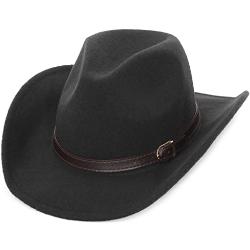 GEMVIE Chapeau de Cowboy Homme Femme Adult Chapeau Fedora en Laine Classique Chaud Hiver Chapeau en Feutre Simple Généreuse (Noir D)