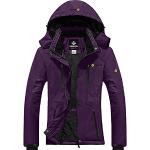 Vestes de ski violet foncé imperméables coupe-vents col montant à col montant Taille M look casual pour femme 