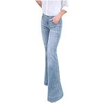 Jeans droits bleues claires à carreaux en velours à sequins stretch Taille XL plus size look gothique pour femme 