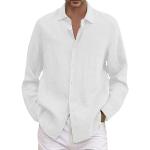 Chemises blanches à carreaux sans repassage à manches longues à col en V Taille L plus size look casual pour homme 