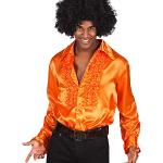 Chemises Boland orange en satin à volants à jabot à manches longues Taille S look fashion pour homme en promo 