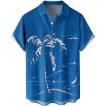 Chemises pour la fête des pères kaki à carreaux en flanelle à motif palmier en lin à manches courtes à col en V Taille 3 XL style ethnique pour homme 