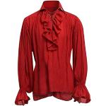 Chemises rouges en flanelle à paillettes en soie à manches longues à col en V Taille M look gothique pour homme 