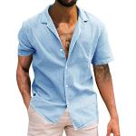 Chemises de mariage bleu marine à rayures sans repassage à manches longues à col rond Taille S plus size look casual pour homme 