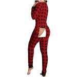 Pyjamas combinaisons rouges en velours à strass Taille XXL plus size look sexy pour femme 