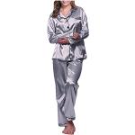 Pyjamas en polaires d'automne argentés à carreaux en flanelle Taille M plus size look sexy pour femme 
