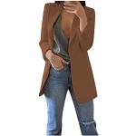 Vestes de ski marron en tweed coupe-vents à capuche à manches longues Taille XXL plus size look fashion pour femme 