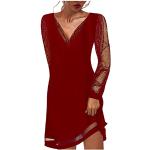 Robes de cocktail pour fêtes de Noël rouges à paillettes minis sans manches à col en V Taille M look fashion pour femme 