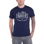 Générique Foo Fighters T Shirt 100% Organic Band Logo Nouveau Officiel Homme Navy Bleu Size L