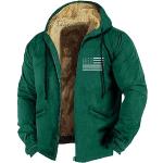 Vestes de ski vert foncé imperméables coupe-vents à capuche à manches longues Taille XL plus size look militaire pour homme 