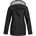 Vestes de randonnée noires en gore tex imperméables coupe-vents à capuche Taille 4 XL plus size look fashion pour femme 