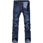 Jeans droits bleus en velours délavés stretch Taille XS plus size look fashion pour homme 