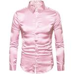 Chemises roses à manches longues à manches longues Taille XL look fashion pour homme en promo 