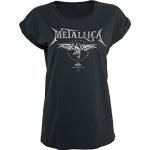 T-shirts noirs en coton à manches courtes Metallica à manches courtes à col rond Taille S look fashion pour femme 