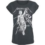 T-shirts gris à manches courtes Metallica à manches courtes à col rond Taille S look fashion pour femme 