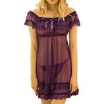 Chemises de nuit longues de bal de promo violettes en satin Taille 3 XL plus size look sexy pour femme 