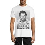 Pablo Escobar El Medellin Mugshot T-Shirt à col Rond pour Hommes Blanc Small