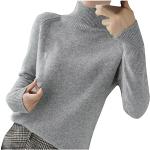Pulls en laine gris à rayures à sequins à manches longues col tunisien Taille XXL plus size look fashion pour femme 
