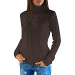 NHNKB Pull long à col roulé pour femme - Automne - Hiver - Pull en tricot  épais - Pour l'automne et l'hiver