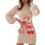 Robes de grossesse longues pour fêtes de Noël d'automne rouges à carreaux en velours à capuche minis à manches longues à col roulé Taille XXL plus size look fashion pour femme 