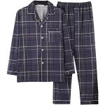 Pyjamas en velours gris foncé à carreaux en velours Taille 4 XL plus size look fashion pour homme 