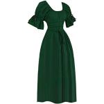Robes de soirée longues de mariée vertes en satin à capuche Taille XL plus size look médiéval pour femme 