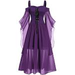 Robes de cocktail violettes à motif canards à col en V Taille XXL plus size look médiéval pour femme 
