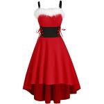 Robes vintage pin up pour fêtes de Noël rouges en fourrure Taille XXL look Pin-Up pour femme 