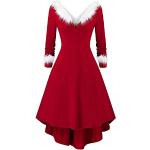 Robes vintage pin up pour fêtes de Noël rouges en fourrure Taille S look Pin-Up pour femme 