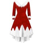 Robes vintage pin up pour fêtes de Noël rouges en fourrure Taille XL look Pin-Up pour femme 