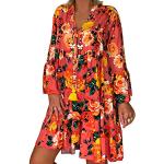 Robes de plage de soirée orange à effet léopard à paillettes à manches trois-quart à col en V Taille 5 XL plus size look fashion pour femme 