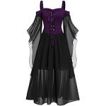 Robes en dentelle vintage de soirée violettes en dentelle Taille 4 XL plus size look médiéval pour femme 