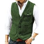 Gilets verts en tweed sans manches sans manches Taille 5 XL look fashion pour homme 