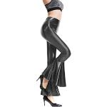 Pantalons de yoga noirs en cuir synthétique métalliques respirants Taille M look urbain pour femme 