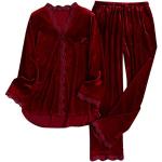 Pyjamas en velours pour fêtes de Noël rouge bordeaux en velours en lot de 2 Taille XL look fashion pour femme 