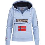 Vêtements de sport Geographical Norway bleues claires à capuche à manches longues Taille M look casual pour femme 