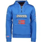 Sweats d'automne Geographical Norway bleus à capuche à manches longues Taille L look fashion pour homme 
