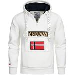 Sweats d'automne Geographical Norway blancs à capuche à manches longues Taille L look fashion pour homme en promo 
