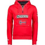 Sweats d'automne Geographical Norway rouges à capuche à manches longues Taille L look fashion pour homme 