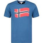 T-shirts fashion d'automne Geographical Norway bleus en coton à motif ville à manches courtes Taille XL look fashion pour homme 