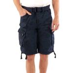Bermudas saison été Geographical Norway bleu marine en toile avec ceinture lavable en machine Taille XL look fashion pour homme 