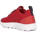Chaussures de sport Geox rouges en daim légères look fashion pour homme en promo 