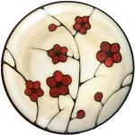 Assiettes plates rouges à fleurs en céramique 