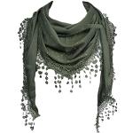 Foulards triangle vert olive en jersey à strass Taille S look fashion pour femme 