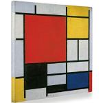 Giallobus - Cadre - Piet Mondrian - Composition n. 11 en Rouge Jaune Bleu et Noir - Toile - 70x70 - Prêt à accrocher - Peintures Modernes pour la Maison