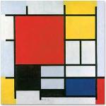 Giallobus - Cadre - Piet Mondrian - Composition n. 11 en Rouge Jaune Bleu et Noir - Verre Acrylique plexi - 100x100 - Prêt à accrocher - Peintures Modernes pour la Maison