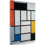 Giallobus - Cadre - Piet Mondrian - Composition n. 6 avec Grand Rouge Jaune et Gris - Toile - 50x70 - Prêt à accrocher - Peintures Modernes pour la Maison