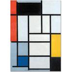 Giallobus - Cadre - Piet Mondrian - Composition n. 6 avec grand rouge jaune et gris - Verre acrylique plexi - 70x100 - Prêt à accrocher - Peintures modernes pour la maison
